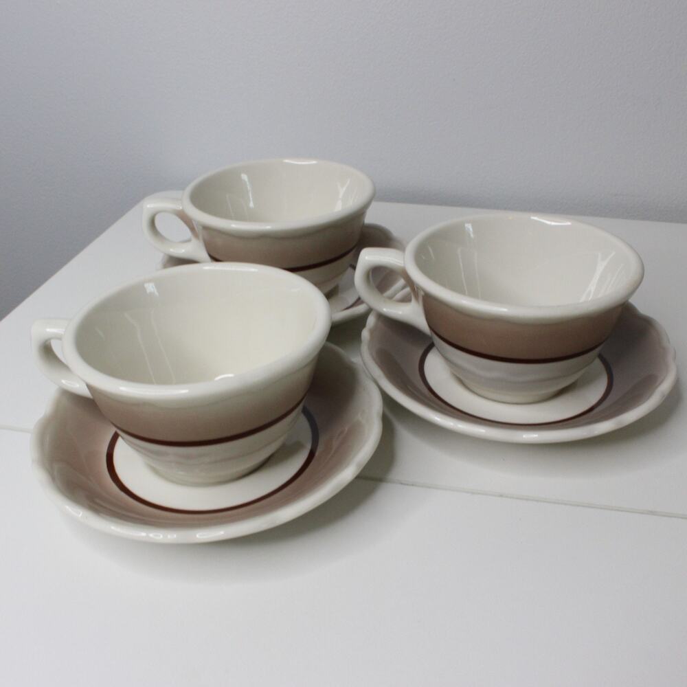 SET OF 3- Vintage Syracuse China Tea Cup & Saucer Set Made In USA Restaurantware